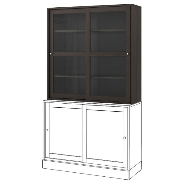 Шкаф-витрина, темно-коричневый 121x35x123 см IKEA HAVSTA ХАВСТА 003.910.46 - фото 2