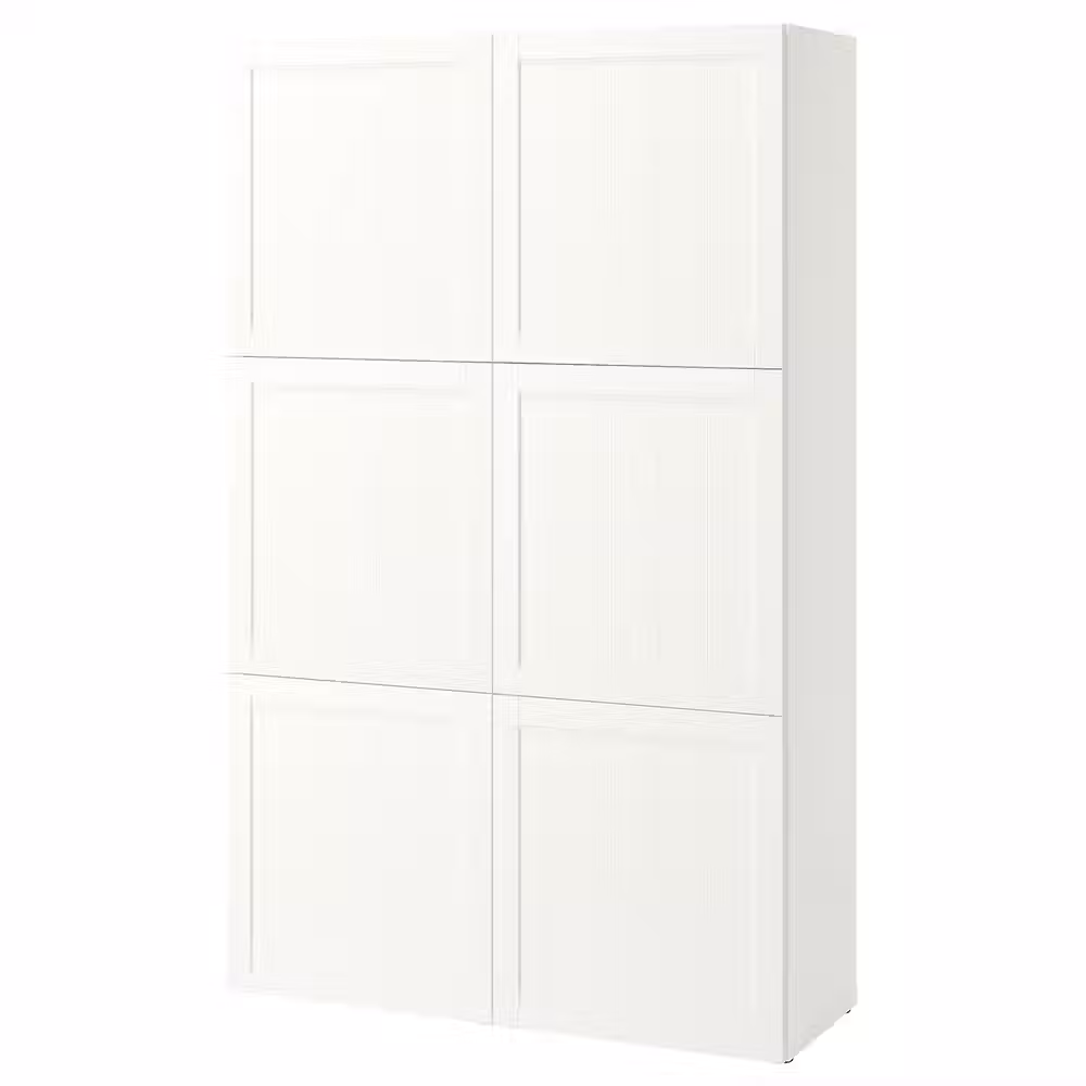 BESTÅ Комбинация для хранения с дверцами - белый/пипмакаре белый 120x42x193 см - фото 1