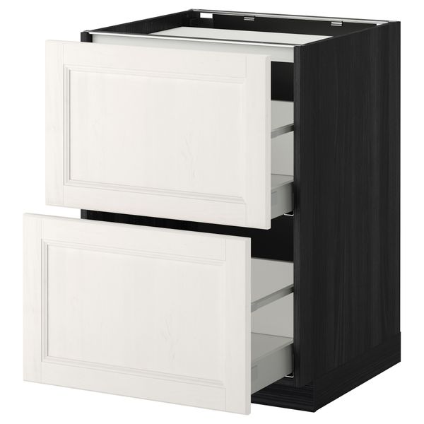 Напольный шкаф, 2 фронтальных панели, 3 ящика МЕТОД / МАКСИМЕРА, черный, Лаксарби белый - фото 1