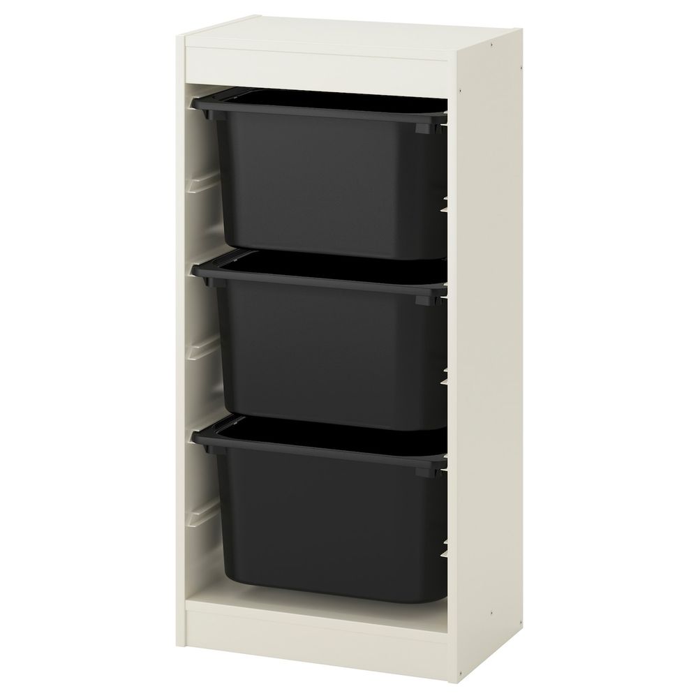 Комбинация для/хранения+контейнеры, белый, черный 46x30x94 см IKEA ТРУФАСТ 592.221.98 - фото 1