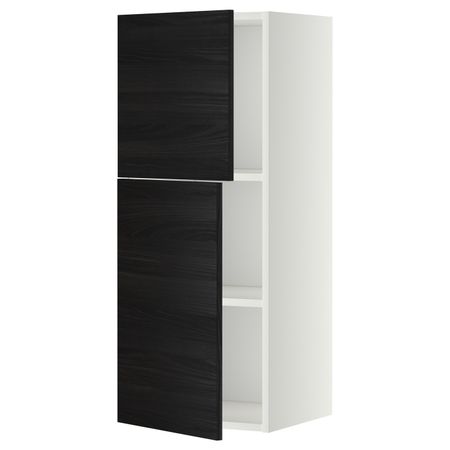 Навесной шкаф с полками/2дверцы, белый, Тингсрид черный 40x100 см IKEA МЕТОД 392.246.07
