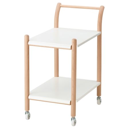 Стол приставной на колесах ИКЕА ПС 2017, бук, белый (69x40 см)
