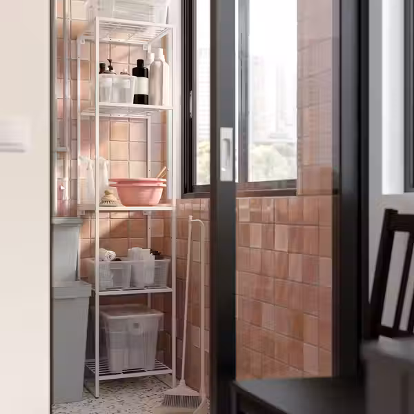 JOSTEIN Стеллаж - д/дома/улицы/проволочный белый 41x40x180 см - фото 2