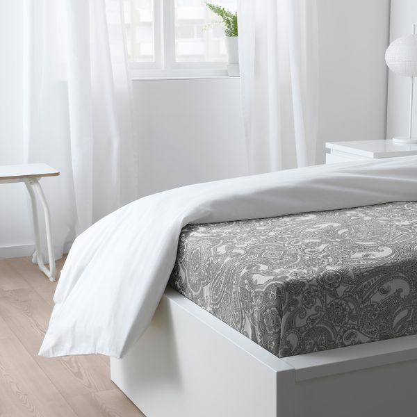 Простыня, белый, серый 150x260 см IKEA JÄTTEVALLMO ЙЭТТЕВАЛЛМО 704.365.98 - схема-чертеж с размерами