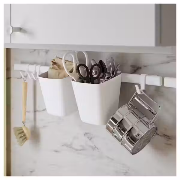 SUNNERSTA Рейлинг с 4 крючками,2 контейнерами - белый - фото 2