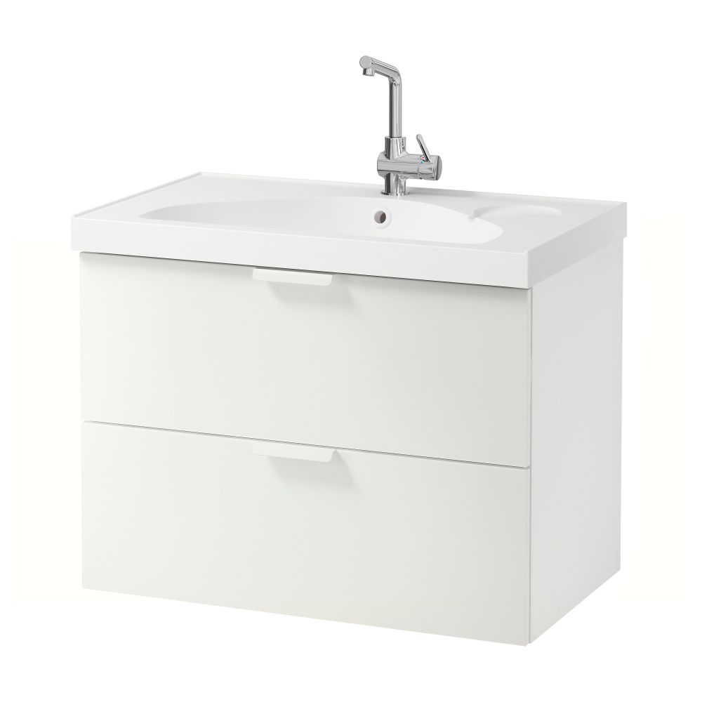 Шкаф для раковины с 2 ящиками ГОДМОРГОН / ЭДЕБОВИКЕН, белый (80x49x64 см) - фото 1