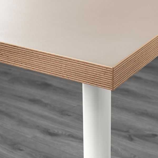 Стол, бежевый, белый, 120x60 см IKEA ЛИННМОН / АЛЕКС 492.791.47 - схема-чертеж с размерами