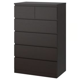 MALM Комод с 6 ящиками - черно-коричневый 80x123 см