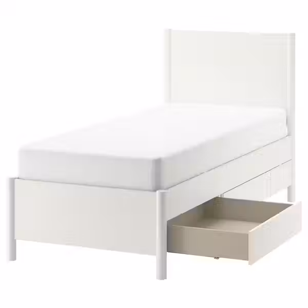 TONSTAD Каркас кровати с ящиками - белый с оттенком/Lönset 90x200 см - фото 1