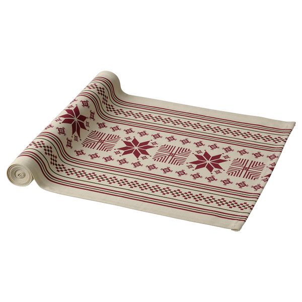 Дорожка настольная, орнамент «полоска» бежевый, красный 35x130 см IKEA VINTER 2021 ВИНТЕР 2021 904.983.64 - схема-чертеж с размерами