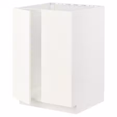 METOD Напольный шкаф для мойки+2 двери - белый/Vallstena белый 60x60 см