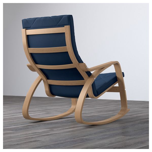 Кресло-качалка ПОЭНГ, дубовый шпон, Эдум темно-синий - фото 3