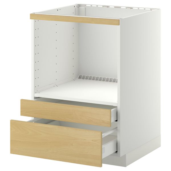 Напольный шкаф для комбинирования СВЧ, ящики МЕТОД / МАКСИМЕРА, белый, Тингсрид береза (60x60 см) - схема-чертеж с размерами