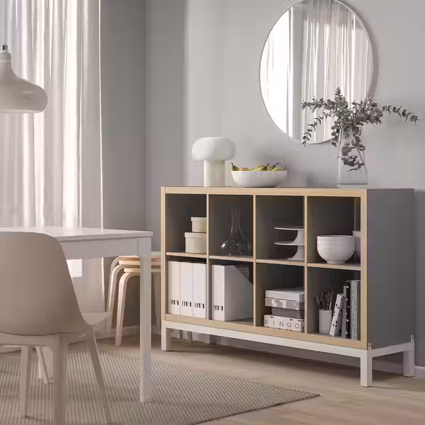 KALLAX Стеллаж с основанием - под серое дерево/белый 147x94 см - фото 3