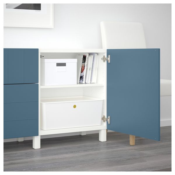 Комбинация для хранения с ящиками БЕСТО, белый, Халлставик темно-синий (180x40x74 см) - схема-чертеж с размерами