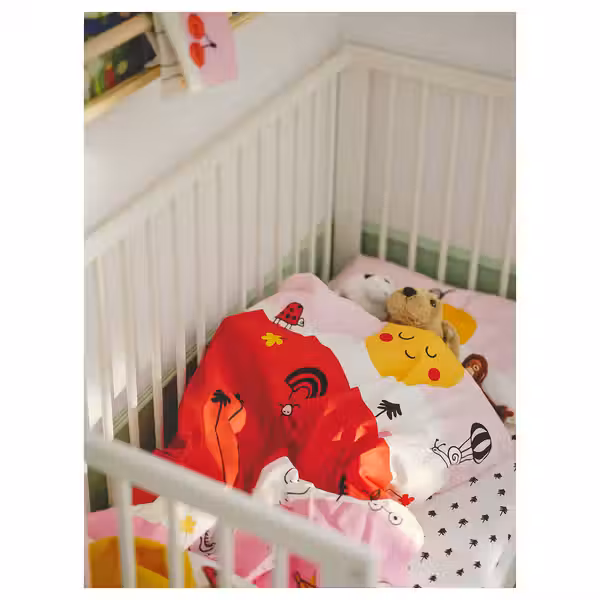 GRÖNFINK Простыня натяжн для кроватки - белый/орнамент «дерево» 60x120 см - схема-чертеж с размерами