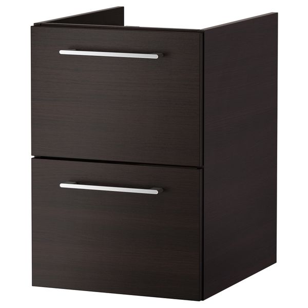 Шкаф для раковины с 2 ящиками ГОДМОРГОН, черно-коричневый - фото 1