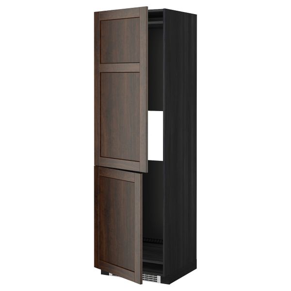 Высокий шкаф для холодильника или морозильн, черный/Эдсерум коричневый 60x60x200 см IKEA МЕТОД 392.267.48 - схема-чертеж с размерами