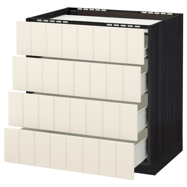 Напольный шкаф, 4 фронтальных панели, 4 ящика МЕТОД / ФОРВАРА, черный, Хитарп белый с оттенком - схема-чертеж с размерами