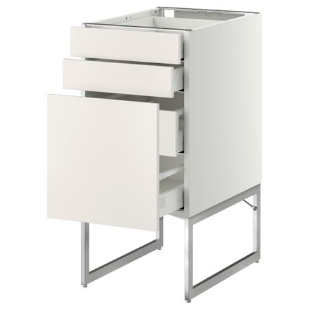 Напольный шкаф 3 фронтальных панели, 2 нижних, 2 средних ящика МЕТОД / МАКСИМЕРА, белый, Веддинге белый