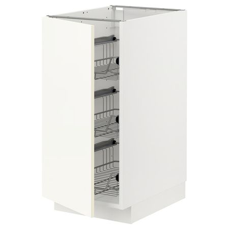 METOD Напольный шкаф/проволочные корзины - белый/Vallstena белый 40x60 см