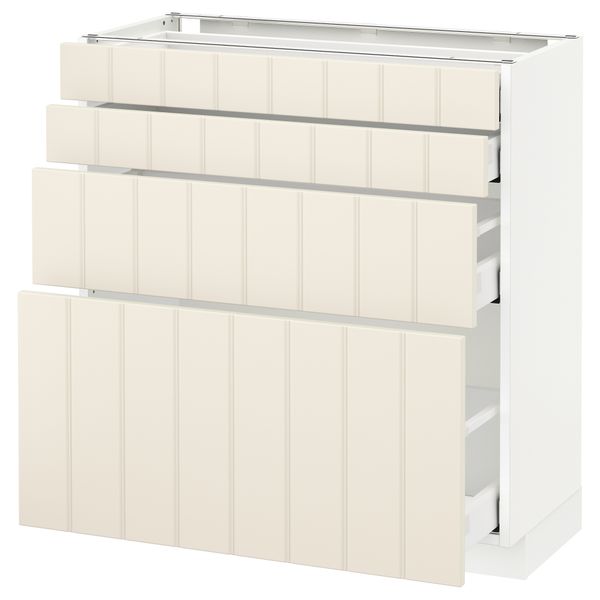Напольный шкаф 4 фронтальных панели, 4 ящика МЕТОД / МАКСИМЕРА, белый, Хитарп белый с оттенком - схема-чертеж с размерами