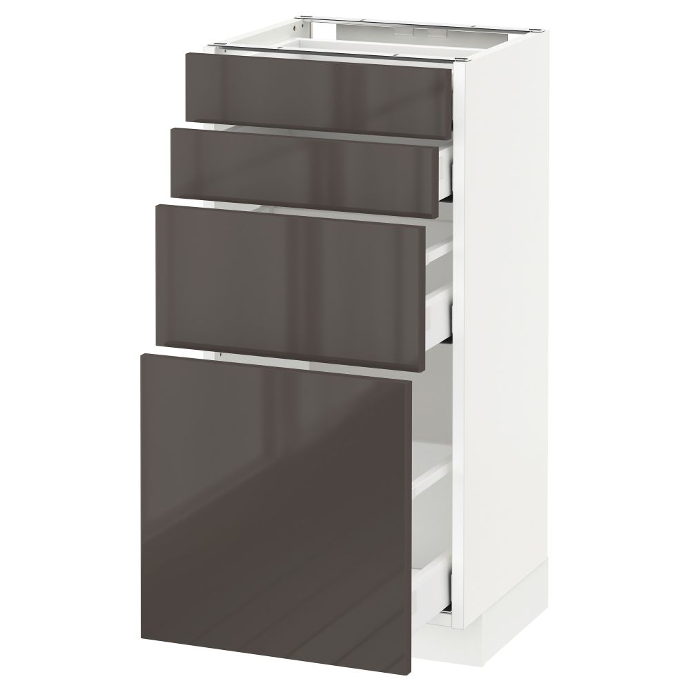 Напольный шкаф 4 фронтальных панели, 4 ящика МЕТОД / МАКСИМЕРА, белый, Рингульт серый - схема-чертеж с размерами