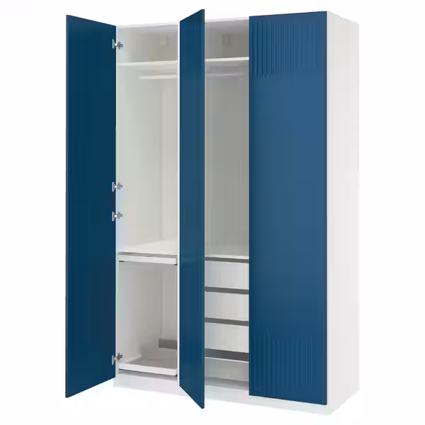 PAX / FYRUDDEN Гардероб, комбинация - белый/синий 150x60x236 см - фото 1