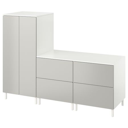 Гардероб, белый серый с 2 комодами, 180x57x133 см IKEA PLATSA ПЛАТСАA ПЛАТСА, SMÅSTAD СМОСТАД 594.850.24