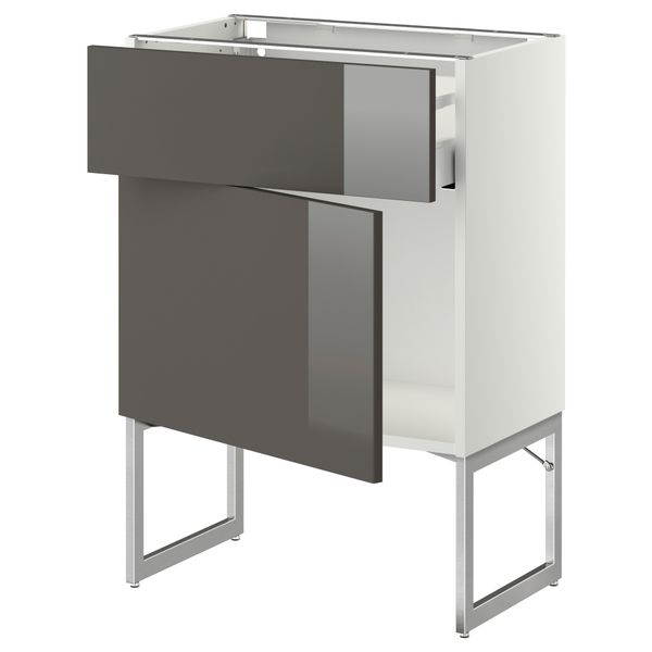 Напольный шкаф с ящиком, дверью МЕТОД / МАКСИМЕРА, белый, Рингульт серый - схема-чертеж с размерами