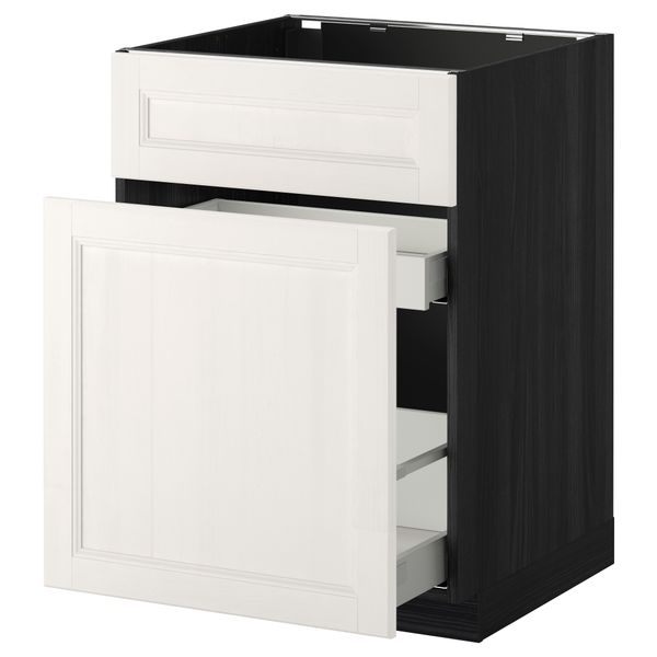 Напольный шкаф под мойку, сорт муcора, 1 дверца, 2 ящика МЕТОД / МАКСИМЕРА, черный, Лаксарби белый (60x60 см) - схема-чертеж с размерами