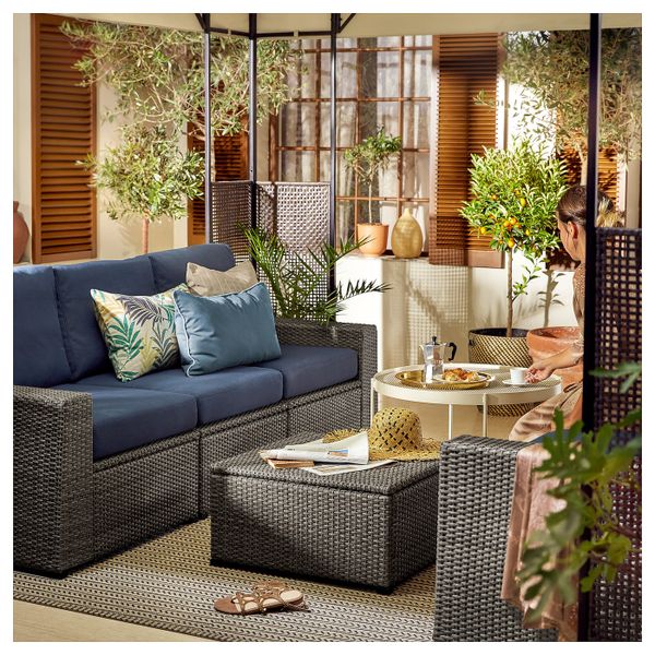 3-местный модульный диван, садовый, темно-серый/ФРЁСЁН/ДУВХОЛЬМЕН синий 223x82x88 см IKEA SOLLERÖN СОЛЛЕРОН 792.877.87 - фото 2