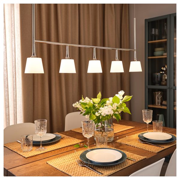 Подвесной светильник/5 светодиодов, никелированный/молочный стекло IKEA TYBBLE ТИБЛ 903.982.51 - схема-чертеж с размерами