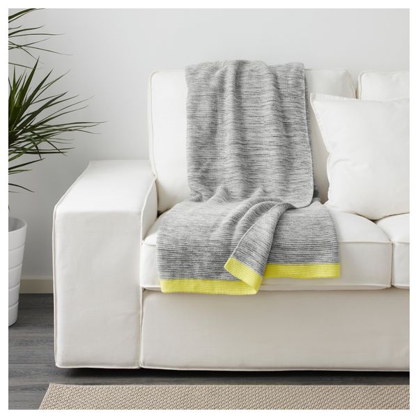 Плед ЛИЗАМАРИ, светло-серый, желтый (130x170 см) - фото 3