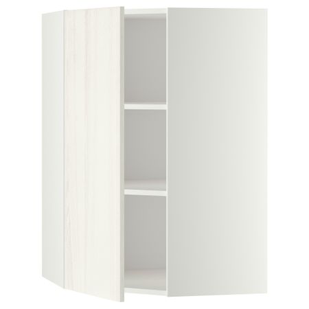 Угловой навесной шкаф с полками МЕТОД, белый, Росдаль белый