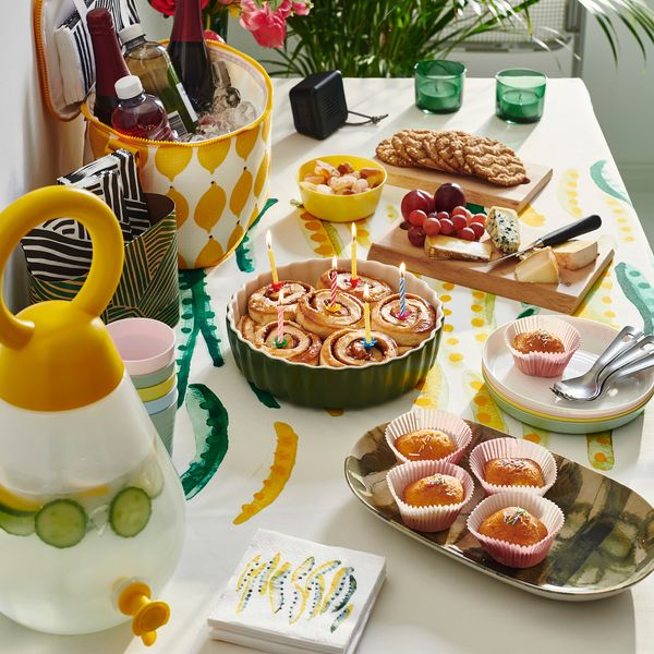 Скатерть, с рисунком желтый, зеленый, белый круглой формы, 150 см IKEA NÄBBFISK 505.710.78 - фото 5