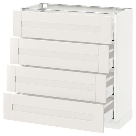 Напольный шкаф 4 фронтальных панели, 4 ящика МЕТОД / МАКСИМЕРА, белый, Сэведаль белый