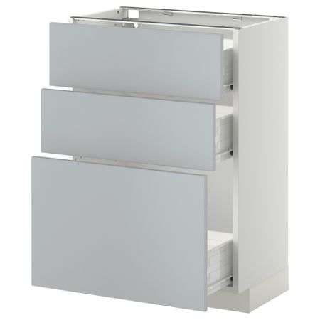 Напольный шкаф с 3 ящиками МЕТОД / ФОРВАРА, белый, Веддинге серый