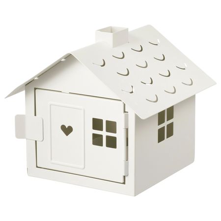 Подсвечник для греющей свечи, домик, белый, 14 см IKEA ВИНТЕРФЕСТ 304.333.37