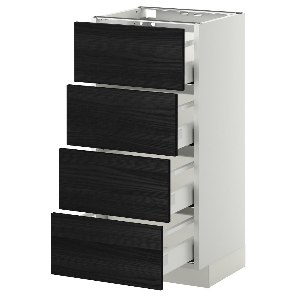 Напольный шкаф 4 фронтальных панели, 4 ящика МЕТОД / МАКСИМЕРА, белый, Тингсрид черный - схема-чертеж с размерами