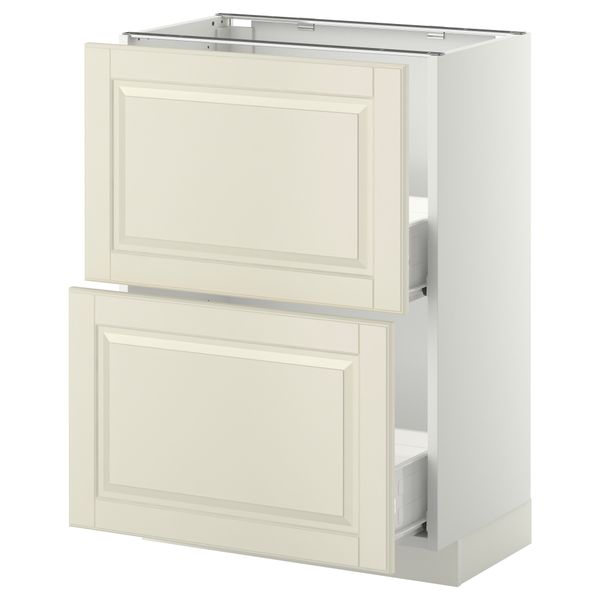 Напольный шкаф с 2 ящиками МЕТОД / ФОРВАРА, белый, Будбин белый с оттенком - схема-чертеж с размерами