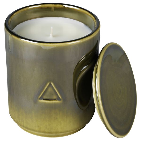 Ароматическая свеча в банке, Дрова и специи/темно-зеленый 10 см IKEA ОСИНЛИГ 904.617.99 - фото 1