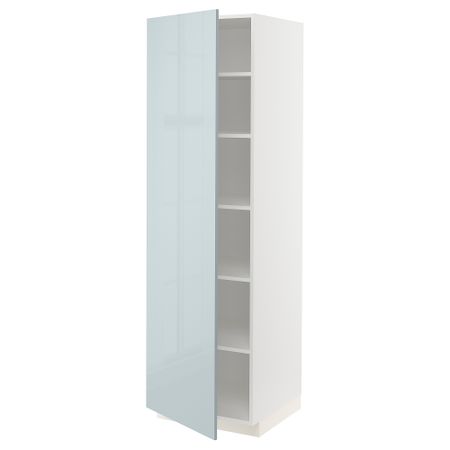Высокий шкаф с полками, 60x60x200 см, белый, Kallarp серо-синий светлый IKEA METOD МЕТОД 294.796.80