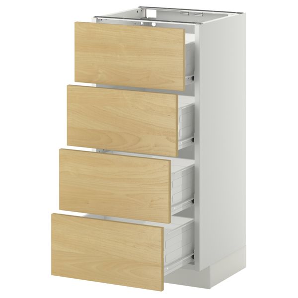 Напольный шкаф 4 фронтальных панели, 4 ящика МЕТОД / ФОРВАРА, белый, Тингсрид береза - схема-чертеж с размерами
