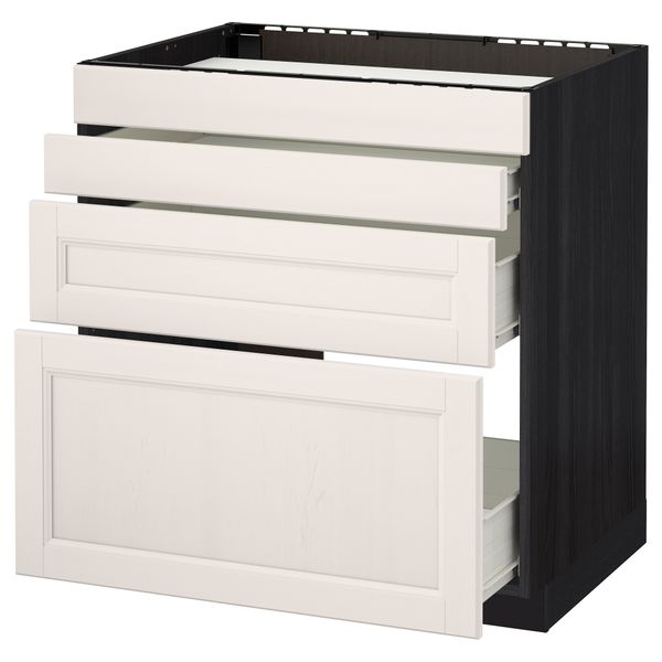 Напольный шкаф для духовки, 4фасада, 3 ящика МЕТОД / ФОРВАРА, черный, Лаксарби белый - схема-чертеж с размерами