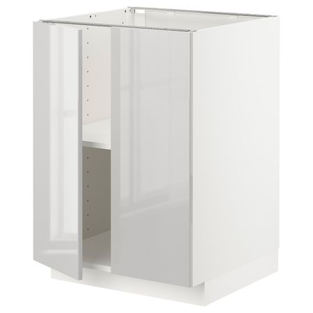 Напольный шкаф с полками/2дверцами, белый/Рингульт светло-серый 60x60 см IKEA METOD МЕТОД 194.458.79