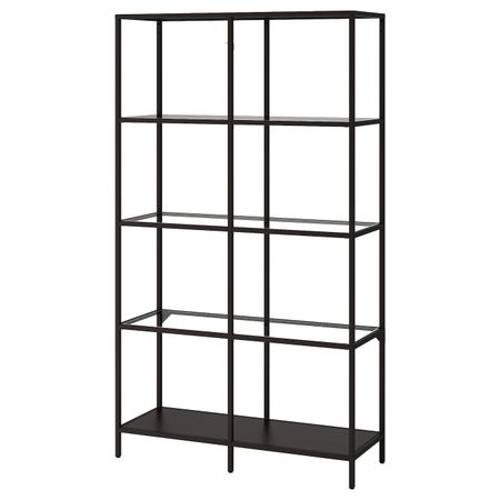 Стеллаж, черно-коричневый/стекло 100x175 см IKEA VITTSJÖ ВИТШЁ 603.834.30