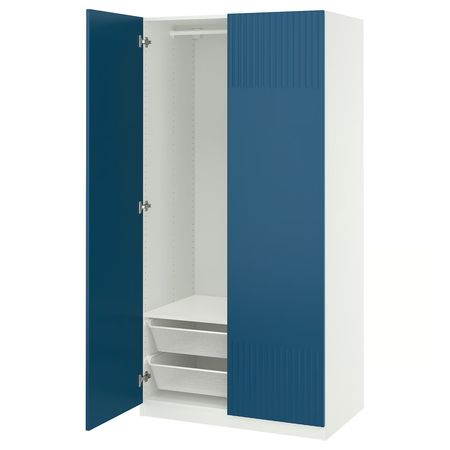 PAX / FYRUDDEN Гардероб, комбинация - белый/синий 100x60x201 см