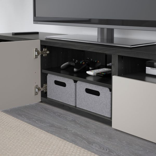 Тумба под ТВ, черно-коричневый, Лаппвикен светло-серый, 180x42x39 см IKEA БЕСТО 392.503.14 - фото 5