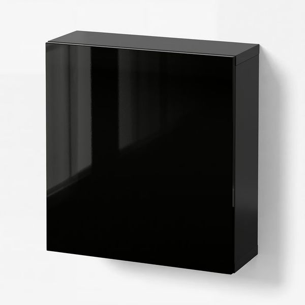 BESTÅ Комбинация настенных шкафов - черно-коричневый/Selsviken чёрный 60x22x64 см - схема-чертеж с размерами
